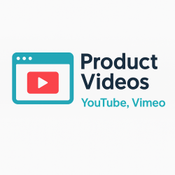 Filmy video w galerii produktu - YouTube, Vimeo