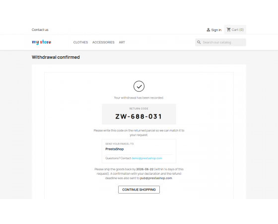 EU-Richtlinie - 1-Klick-Rückgabe in PrestaShop EU-Richtlinie - 1-Klick-Rückgabe in PrestaShop