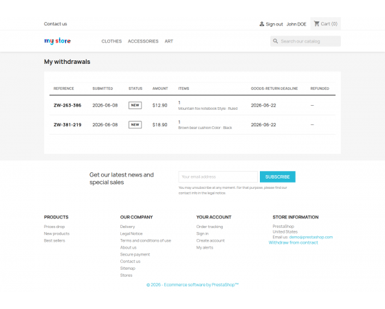 EU-Richtlinie - 1-Klick-Rückgabe in PrestaShop EU-Richtlinie - 1-Klick-Rückgabe in PrestaShop