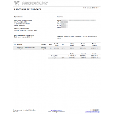 Faktury PrestaShop - Invoices Extender Faktury PrestaShop - Invoices Extender