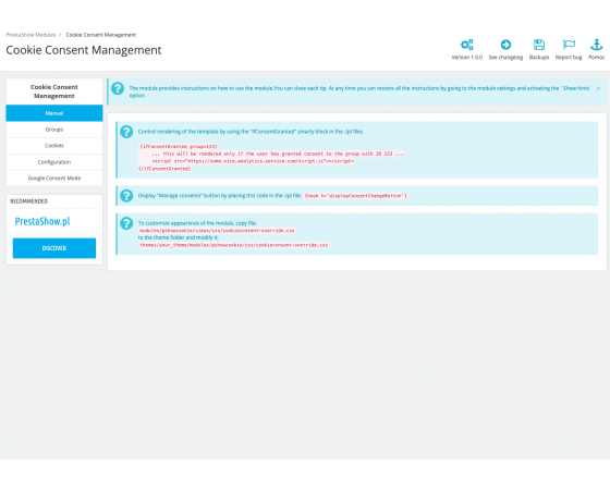PrestaShop Gestion du consentement aux cookies