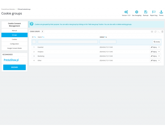 PrestaShop Cookie Consent Management