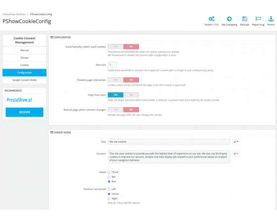 Zarządzanie zgodą na pliki cookie w PrestaShop