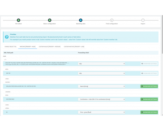 Gestionnaire d'importation XML et CSV de PrestaShop