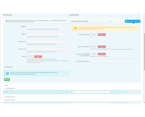 Gestionnaire d'importation XML et CSV de PrestaShop