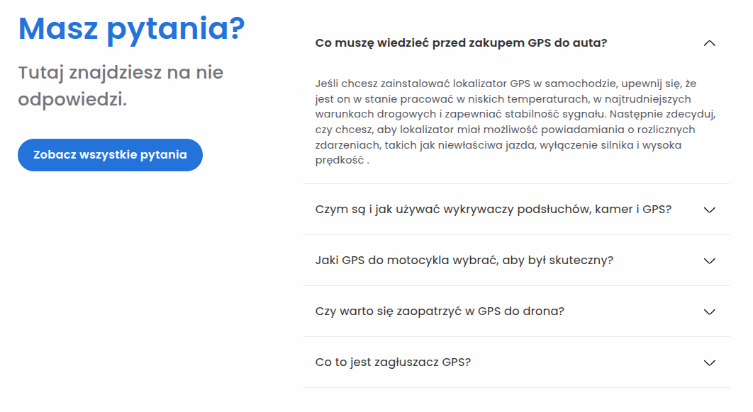FAQ on product page