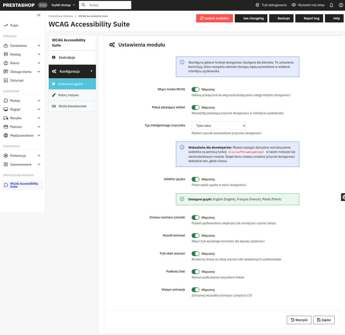 PrestaShop WCAG configuration