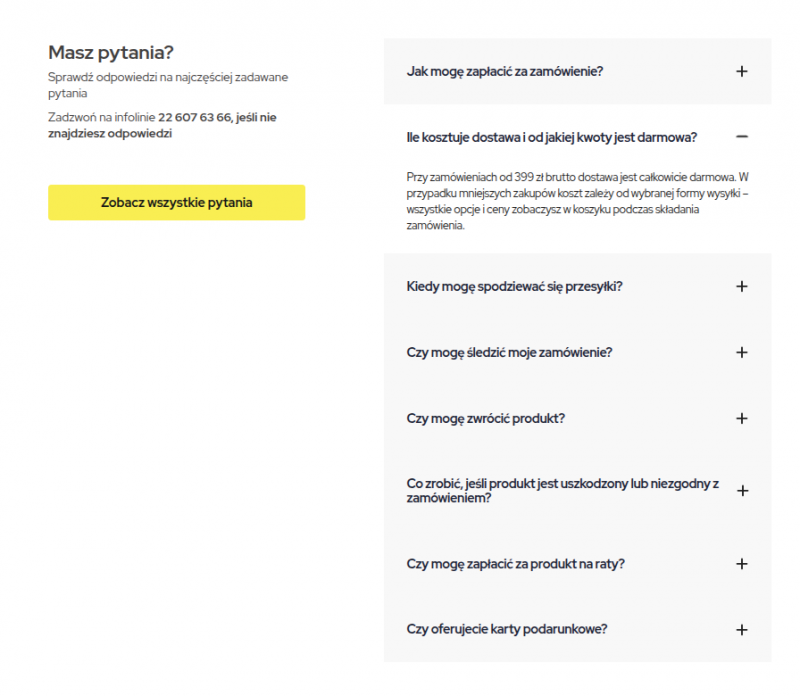 Sekcja FAQ pod listingiem produkt&oacute;w w kategorii dole listy produkt&oacute;w