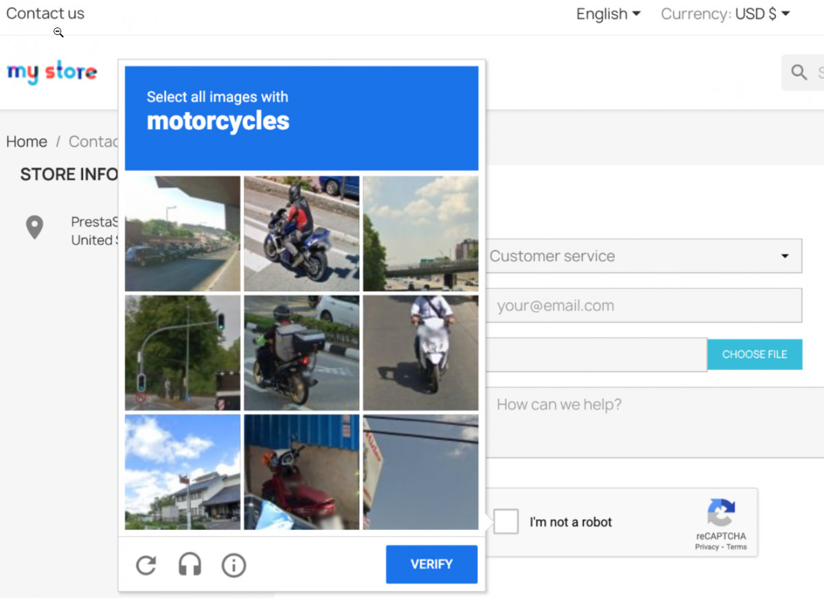 Google reCAPTCHA v2 przy formularzu kontaktowy w PrestaShop