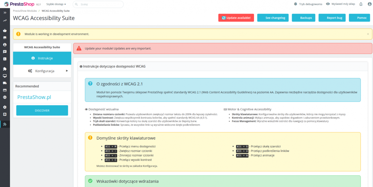 PrestaShop WCAG installation manual