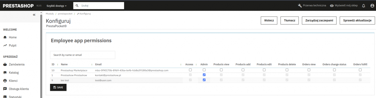PrestaShop Pocket - token configuration